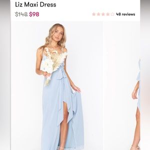 NWT Show Me Your Mumu Liz maxi dress in steel blue chiffon size L